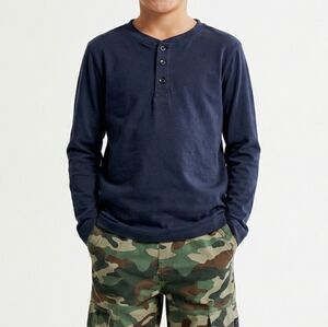Eddie Bauer Kids Boys Navy Blue Long Sleeve Henley Shirt Size 7